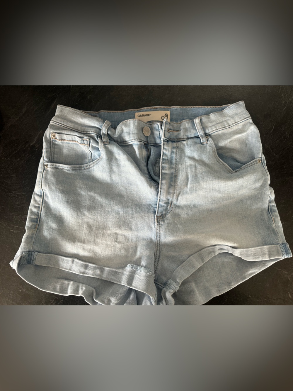 Garage Pale Blue Rolled Hem Denim Shorts